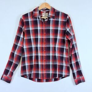 Powder‎ River Outfitters Panhandle Slim Red Plaid Snap Shirt Top Women's Medium